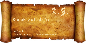 Kerek Zoltán névjegykártya